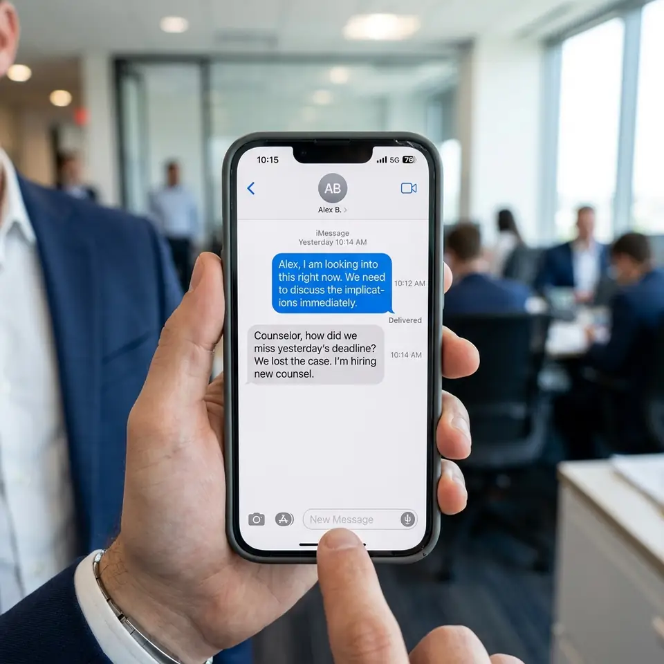 LexRadar mobile alert — never miss a critical court filing